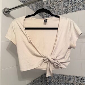 Windsor Cream Tie-Front Crop Top